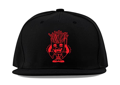 Casquette de baseball en coton noir style snapback streetwear unisexe réglable broderie frites