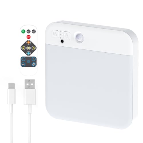 Louttary - Lámpara de techo recargable con sensor de movimiento y mando a distancia, luz de techo sin pilas, 3 colores