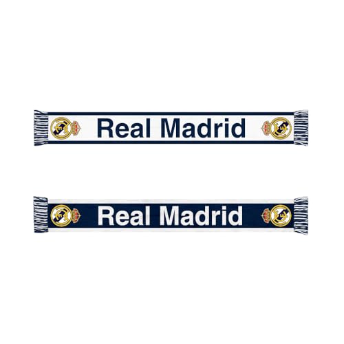 Icon Sports Officially Licensed Real Madrid CF Reversible Soccer Scarf, Blue Premium Acrylic Unisex Soccer Gear