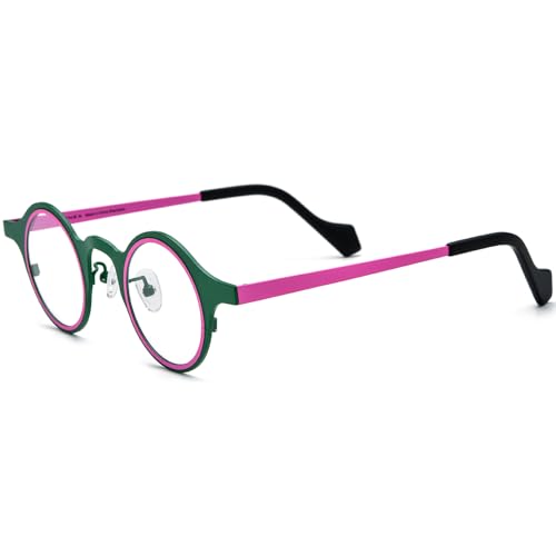 Image of FONEX Colorful Pure Titanium Glasses Frame Women Retro Round Eyeglasses