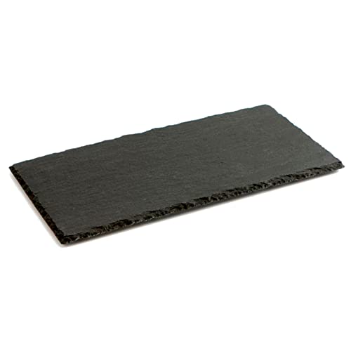 AC - Plato de Pizarra - Forma Rectangular - Platos Llanos de Piedra Natural para Servir Alimentos, quesos, Aperitivos - 32 x 17 cm