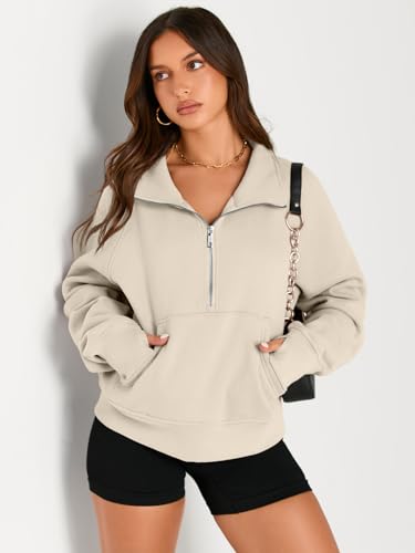 Image of AUTOMET Womens Sweatshirts Half Zip Cropped Pullover Fleece Quarter Zipper Hoodies 2026 Fall Fashion Outfits Clothes