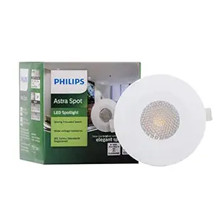 PHILIPS Polycarbonate Astra Spot 2-Watt Led Spotlight, Led Spotlight for Display, Cutout:35Mm, Natural White,Pack of 1