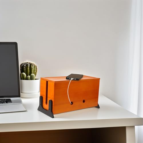 Boîte de rangement en bois pour câbles de bureau cache-prise esthétique - 6