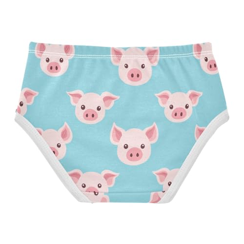 Wusikd Pink Pig Heads Girls' Underwear Cotton Blue Girls Briefs Soft Toddler Underwear 2T2