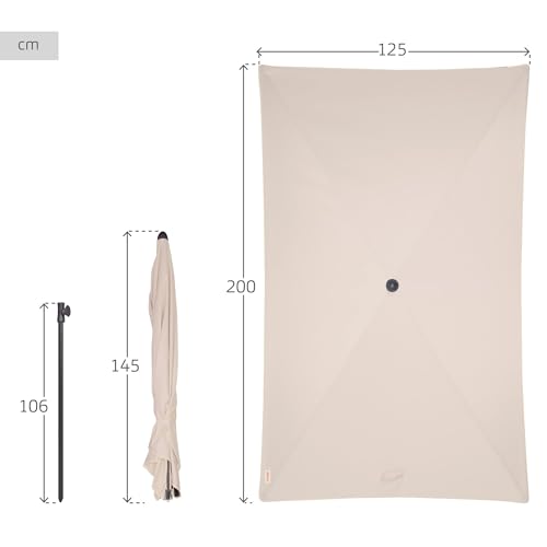 Sombrilla rectangular de balcón AKTIVE ajustable con protección UV30 para días soleados. 5