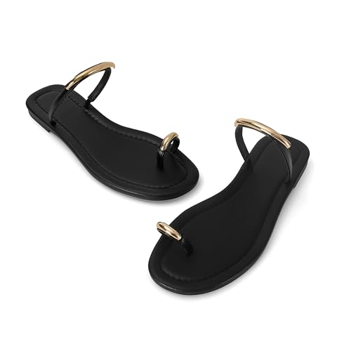 SOVANYOU Women's Toe Ring Thong Sandals Slip On Flat Flip Flops Open-Toe Slide Summer Sandals for Casual Beach & Dressy Outfits2