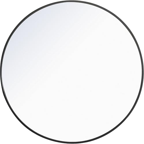 Elegant Decor Eternity 32" Round Metal Frame Mirror in Black