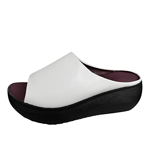 Zapatillas de ocio transpirables para mujer, a la moda, informales, al aire libre, gruesas, pantuflas para mujer, White, 37.5 EU