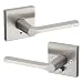 Kwikset 91550-022 Lisbon Door Handle Lever with Modern Contemporary Slim Square Design for Home Bedroom or Bathroom Privacy In Satin Nickel