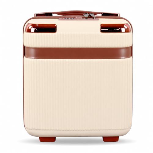 Image of YAGZON Makeup Case Suitcase, Mini Bag, Mini Hard Shell Travel Luggage, Women Portable Water Proof Carrying Suitcase, Organizer Bag, Small Hard Shell Cosmetic Lugge Bag (Off White)