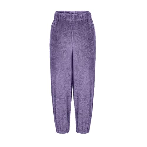 GOSEAGOTOFUN Womens Pajama Pants Plush Fuzzy Warm Sleep Pants Loose Soft Cozy Fleece Pajama Bottoms Fall Winter Lounge Wear Purple Small - image 5