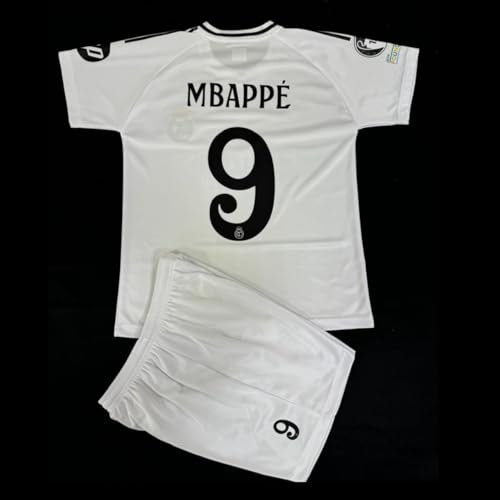 SF 24/25 New Season Real Madrid Home MBAPPE #9 Football Jersey Fans Football Kit Real Madrid New kylian Mbappe kit with Shorts/Kids and Youth Size.