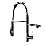Einfach zu installieren --- Ziehen Sie nach unten und Wasserleitungsschläuche inklusive, beenden Sie DIY wie ein Brise und spart viel Installationszeit unter der Waschbecken und der Klempnergebühr. Gib deiner Küche ein schnelles modernes Makeover mit Frühlings-Single-Griff Pull-Down-Sprayer-Küchenhahn heute!