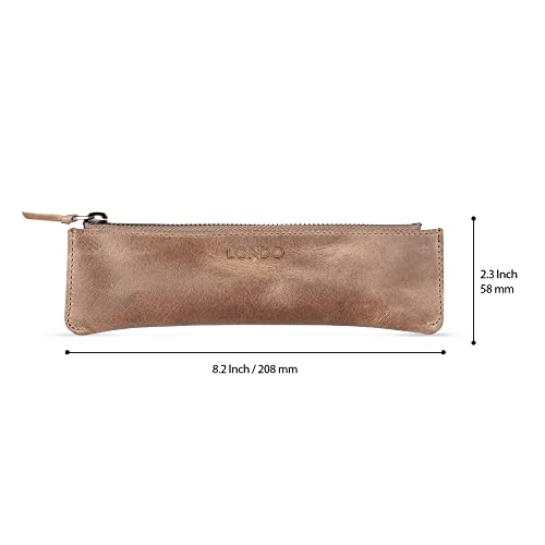 Londo Zippered Genuine Leather Pen and Pencil Case Cosmetic Pouch, norka, jeden rozmiar, etui na długopisy