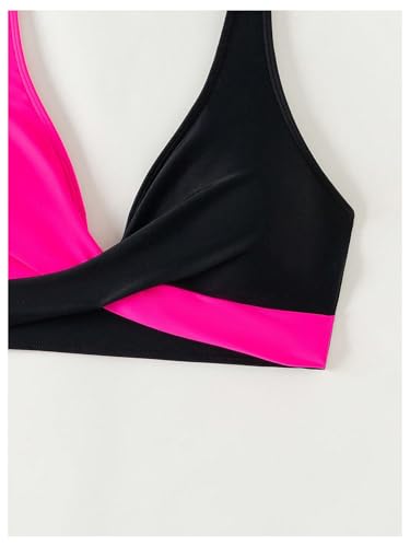 SOLY HUX Women's Halter Padded Bikini Top Push Up Tie Back Swimsuit Bathing Suit Tops Only3