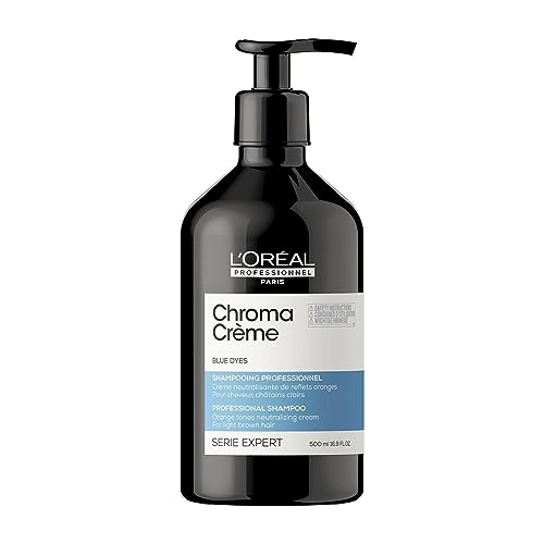 L’Oréal Professionnel, Champú neutralizante de tonos anaranjados, Para cabellos castaños, Textura cremosa con pigmentos azules, Chroma Crème, SERIE EXPERT, 500 ml