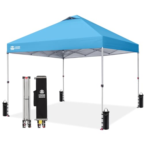 Crown Shades 10x10 Pop Up Canopy - Beach Tent with One Push Setup - Outdoor Sun Shade for Events