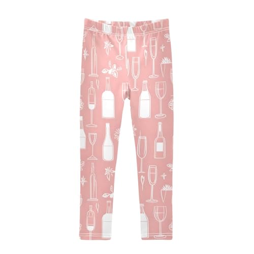 Wine Bottle Girls Leggings Soft Stretch Workout Yoga Dance Pants for Kids Casual Tights
