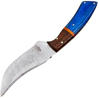 Hand Forged Damascus steel Fixed Blade Knife for Hunting/Skinning & Camping with Genuine Leather Sheath – Blue (HH-HK-BLU-004) - HUNTING HUNTS