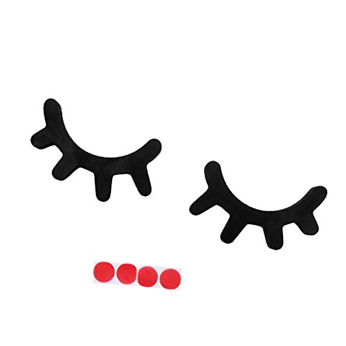 Gazechimp Paire 3D Autocollant Mural en Bois Cils Mignon Yeux Fermé Sticker Déco Modere - Noir