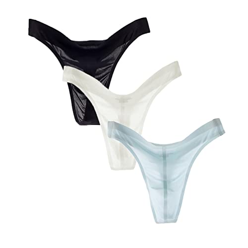 Transparent Free Breathing Male Smooth Ice Silk Gstrings and Thongs Underwear Men Bikini