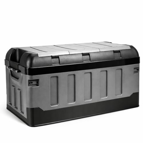 車用収納ボックス 折りたたみ トランク収納 大容量 コンテナボックス 車載収納 蓋付き 耐荷重140kg キャンプ収納 (ハイタイプ, 70L)