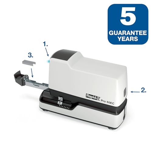 Rapid Pro 90EC Elektro-Tacker, schnelles & kontaktloses Heften, Hochleistungs-Heftgerät, ideal für Büros, inkl. 630 Heftklammern, bis zu 50 Blatt, Weiß, 20942901