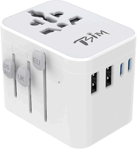 TSIM Universal Travel Adapter 35W Fast Charging | 2 USB-A & 2 USB-C | All-in-One International Plug for USA EU UK AU JP | 150+ Countries Travel Charger CE RoHS for Mobile, Laptop & Camera-image-9