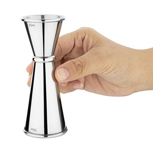 Olympia Stainless Steel Barware Banded Jigger Measure Clubs Wine Drinks 25 /50Ml, Silver, 25ml and 50ml - Image 2