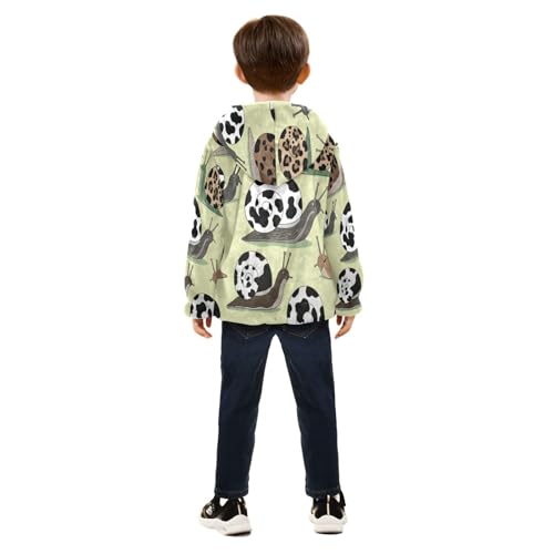 Snail Pattern with Spots Cute Toddler Fleece Jacket Girl Boys Hooded Fleece Jacket Coat Warm Outwear Zip-up 3-10T4