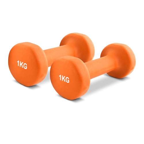 MSPORTS Hanteln Set Premium 0,5-5 kg Kurzhanteln Paar inkl. Übungsposter und Workout App - Calisthenics Equipment | 1 kg - Hantelset