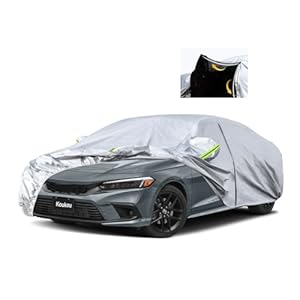 Koukou full exterior car covers 100% Waterproof, Universal Fit Toyota Camry Honda Accord Mercedes C Class etc, Waterproof All Weather for Automobiles(sedan, Maximum length 193 inches)with door zipper.