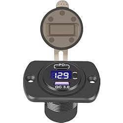 Cargador Usb Con Voltimetro Linkstyle Cargador USB para Coche con voltímetro Digital, QC 3.0 12V / 24V Doble USB Cargador movil Coche para Barco, Motocicleta Marina para iPhone, GPS, Xiaomi USB Coche Cargador