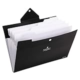 Skydue PP Expanding File Folder Accordion Documents Letters Organizer, 5 Pockets, A4 Size, Black