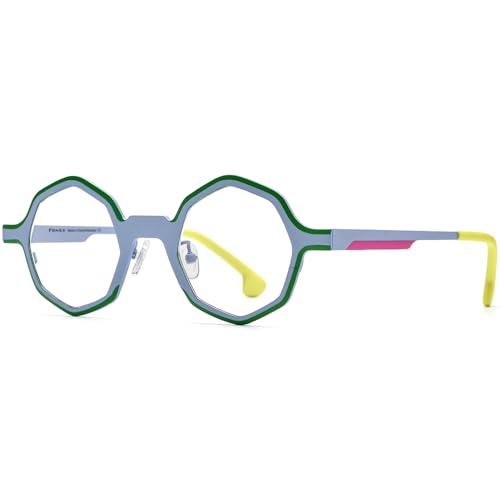 Image of FONEX Colorful Pure Titanium Glasses Frame Women Retro Round Eyeglasses