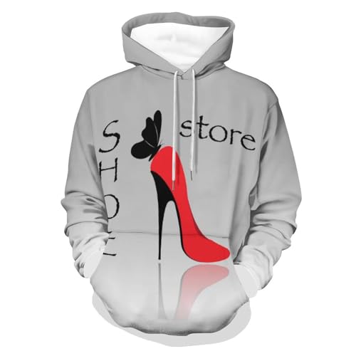 Hoodie Unisexe UMENG avec Motif Talons Hauts Rouges Pull à Capuche S