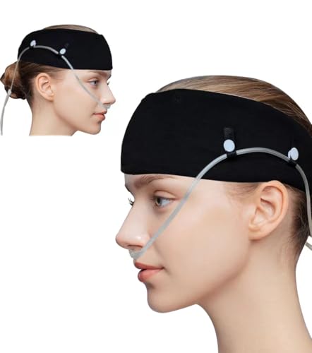 1Pcs Comfort Oxygen Nasal Cannula Headband, Elastic Oxygen Cannula Headband to Prevent Ear Soreness，Ear Protectors for Oxygen Tubing(Black)