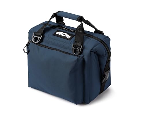 AO Coolers Caravan Canvas Soft Cooler with High-Density Insulation Oversized Storage Pockets Navy 12-Can