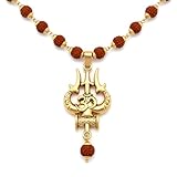 ANVIKA 5 Mukhi Rudraksha Mala With Religious Shiv Trishul Pendant | Indian Spiritual jewellery For Men And Women