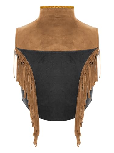 Kids Girls Wild Western Dress Ups Faux Suede Tassels Vest Halloween Carnival Party Outfits2