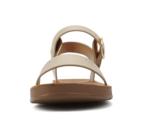 Image of Soda PLENTY ~ Women's Strappy Ankle Wrap Buckle Fashion Flat Sandals | Casual Sandals