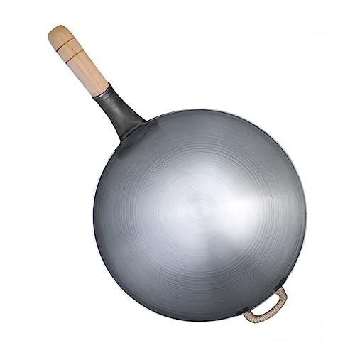 Wok de acero inoxidable con mango de madera y antiadherente miniatura 1