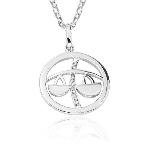 Preisvergleich Produktbild Silberkette Halskette 925 Silber mit Sternzeichen Tierkreiszeichen Waage