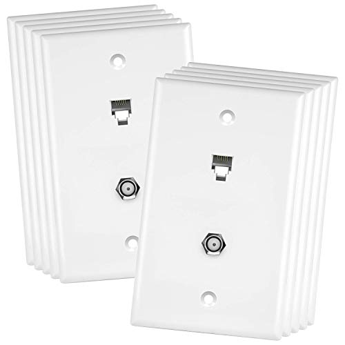 ENERLITES Combination Coaxial TV Cable / RJ11 Telephone Jack Wall Plate, F-Type F81