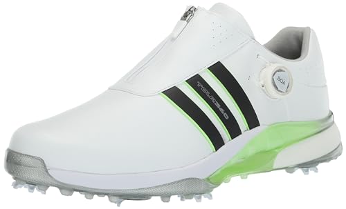 adidas Men's Tour360 24 BOA Golf Shoes, Footwear White/Core Black/Green Spark, 7
