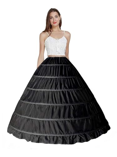 Image of Babyonline Fluffy Petticoats for Women Floor Length 6 Hoop Skirt Crinoline Slips Long Underskirt for Quinceanera Dresses