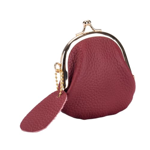 Monedero de piel mini para mujer estilo retro cartera roja duradera con boquilla 7
