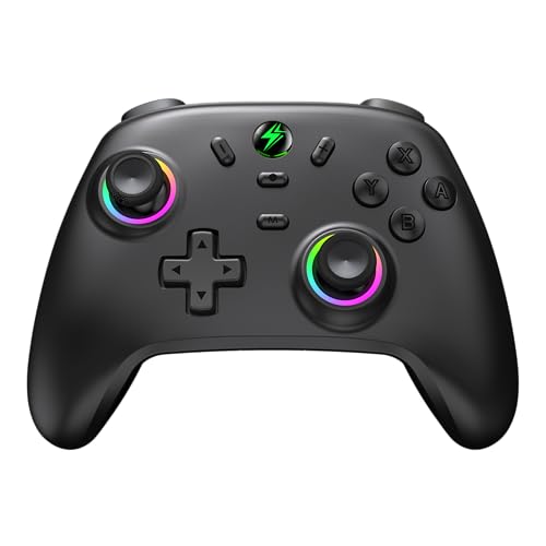 Controlador de conmutación compatible con Switch/Switch Lite/Switch OLED/Android/iOS/Windows, controlador inalámbrico Switch Pro con joysticks RGB Hall Effect, 1000 mAh controlador con turbo/doble