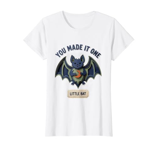 You Made It One, Little Bat Cute First Birthday Halloween T-Shirt, Women, White, 3X-Large